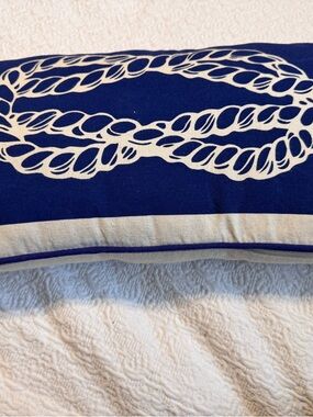 Nautical Rope Print Lumbar Pillow - Blue and Cream